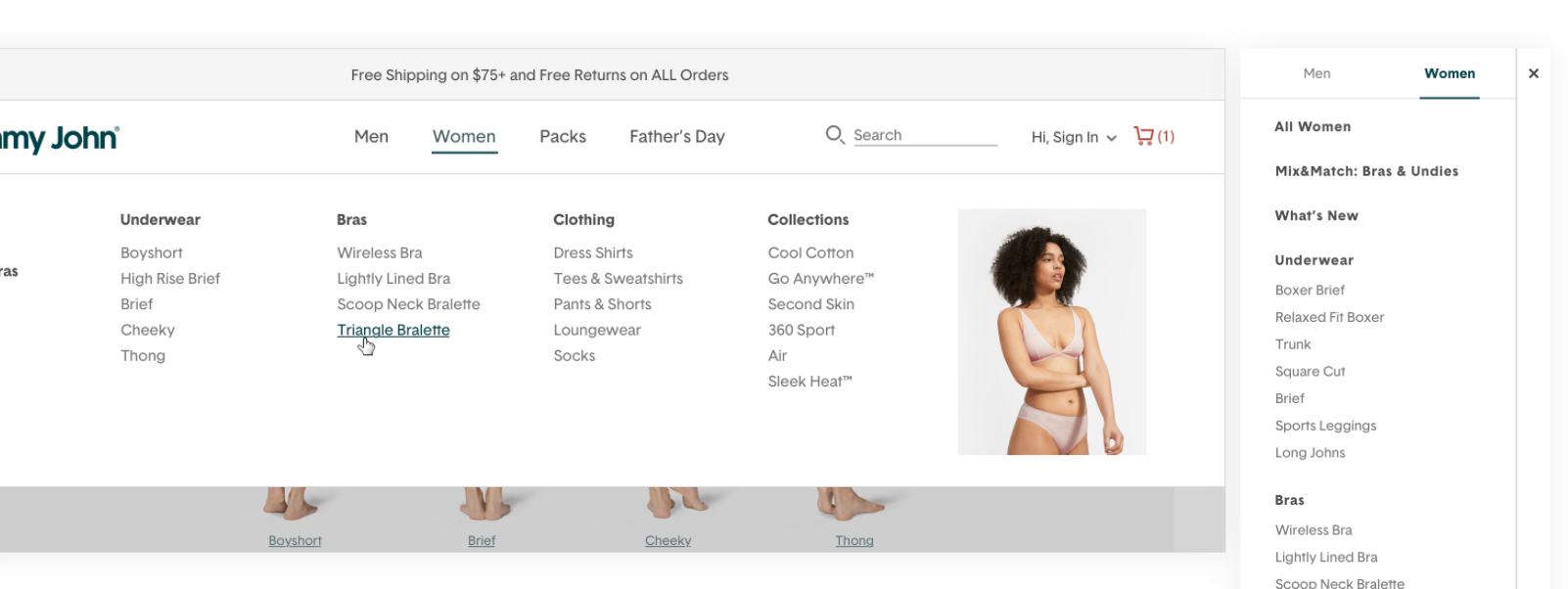 Design option B — text with hover imagery